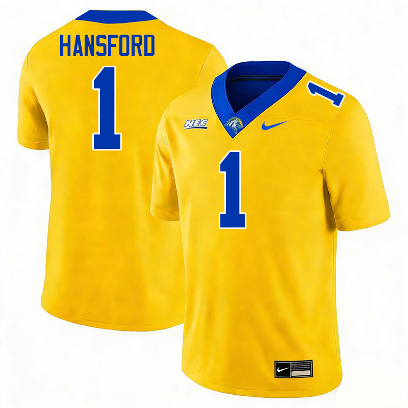 New Haven Chargers #1 Myles Hansford College Football Jerseys,Uniforms Stitched-Gold